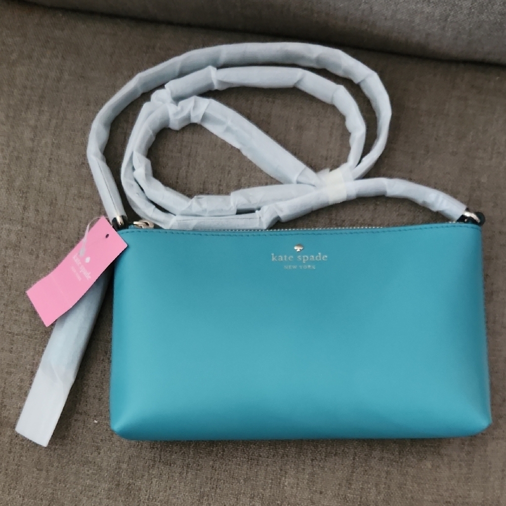 NEW kate spade new york leather ivy street amy crossbody in STONE blue 404 NEW